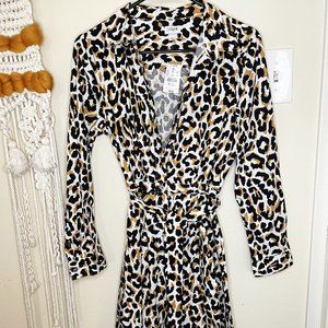 J. Crew leopard button-up dress with wrap belt